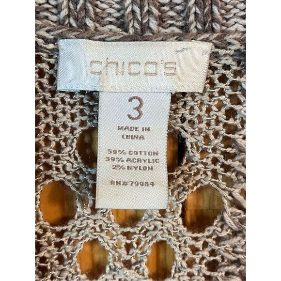 Chico’s Open Front Open Knit Long Cardigan Size 3 / Large (2198) - Picture 5 of 6